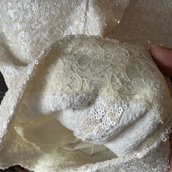 Cream and White Sequined Zoe Dress - Picture 9 of 15